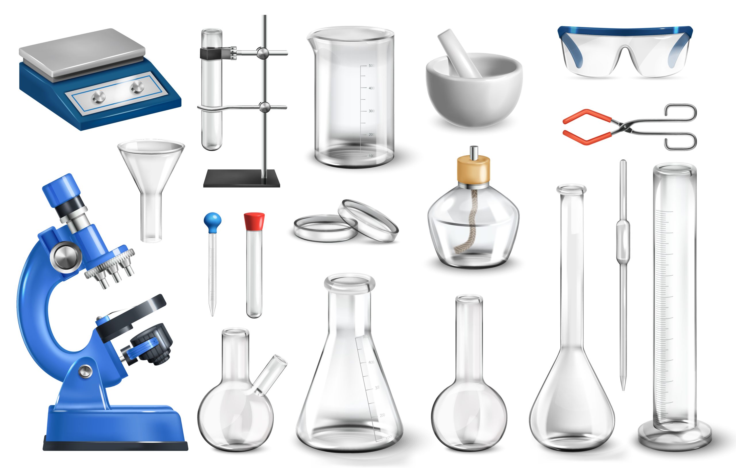 lab flasks realistic set