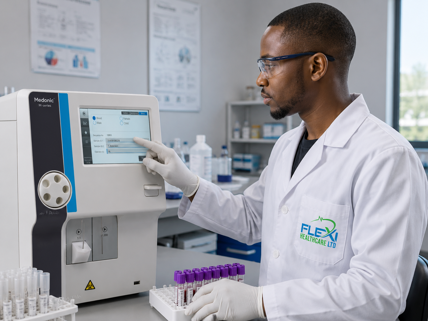 lab tech using medonic